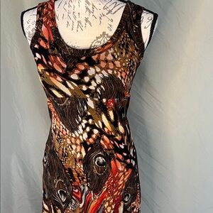 Peacock tank dress sheer lined small tiered midi